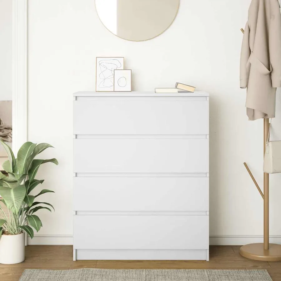Buffet blanc 80x35x99 cm bois d’ingénierie - 3