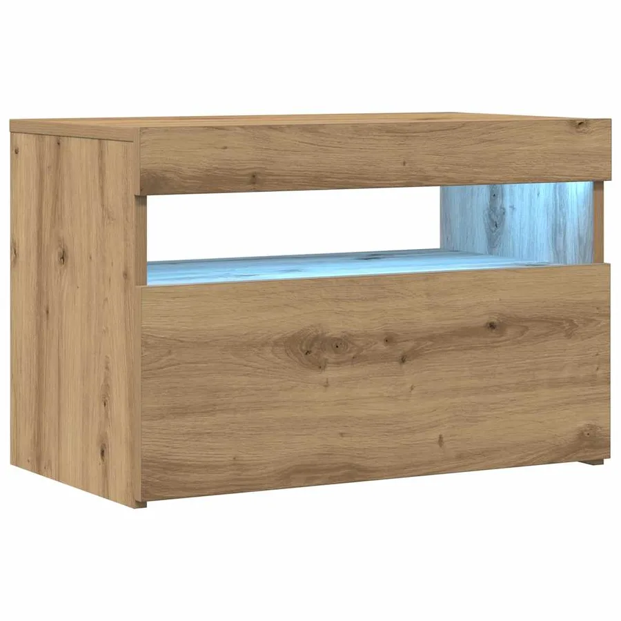 Meuble TV avec lumières LED chêne artisanal bois d'ingénierie - 4