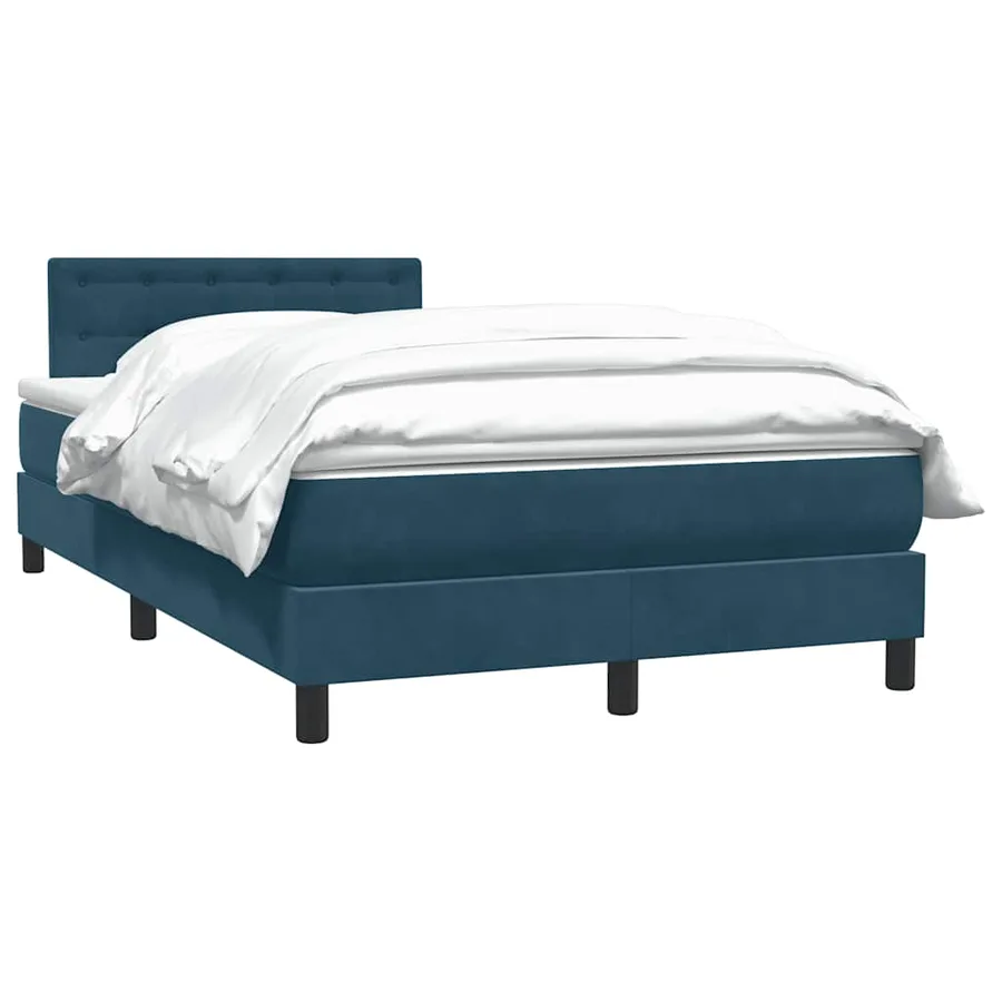 Sommier à lattes de lit et matelas bleu foncé 100x220cm velours - 3