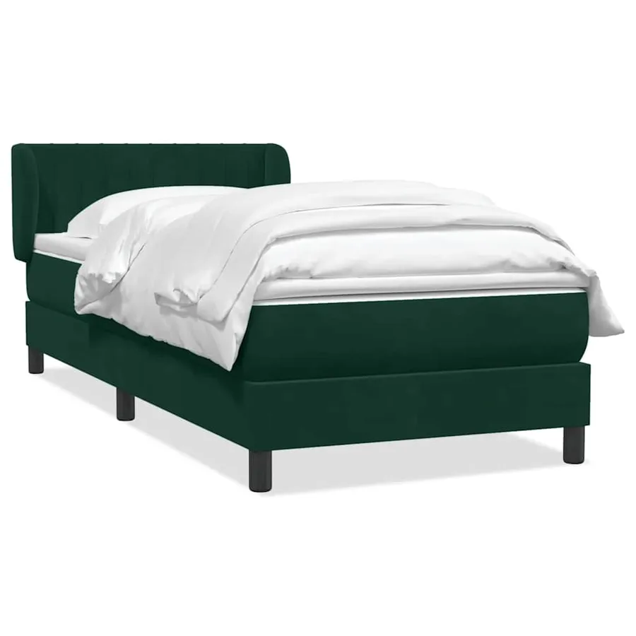 Sommier à lattes de lit et matelas vert foncé 100x220cm velours - 2