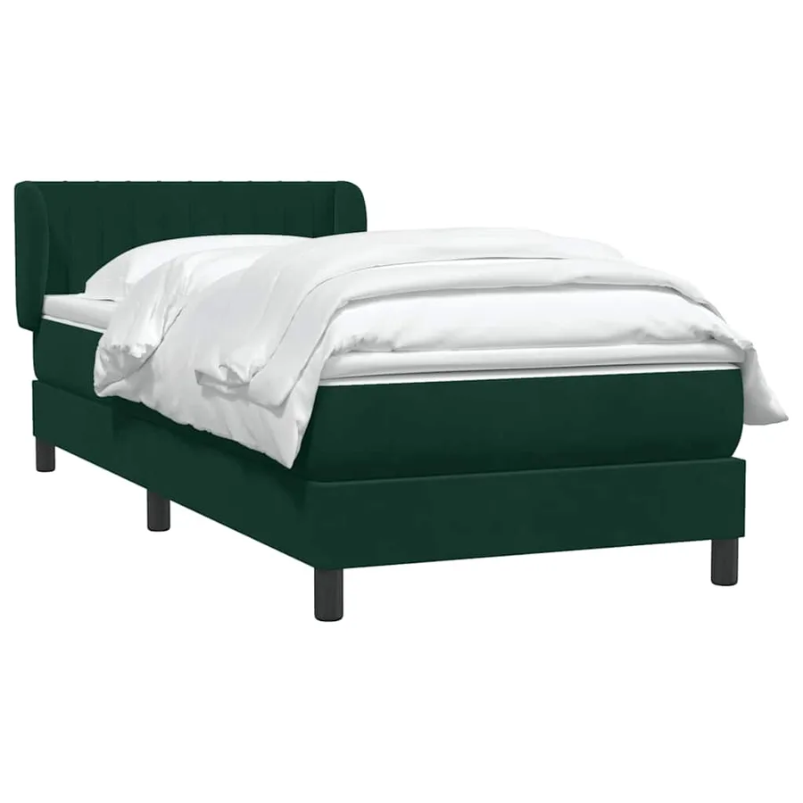 Sommier à lattes de lit et matelas vert foncé 100x220cm velours - 3