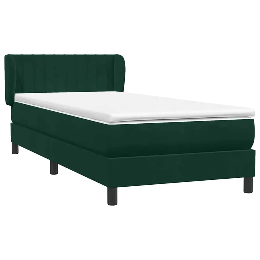 Sommier à lattes de lit et matelas vert foncé 100x220cm velours - 4
