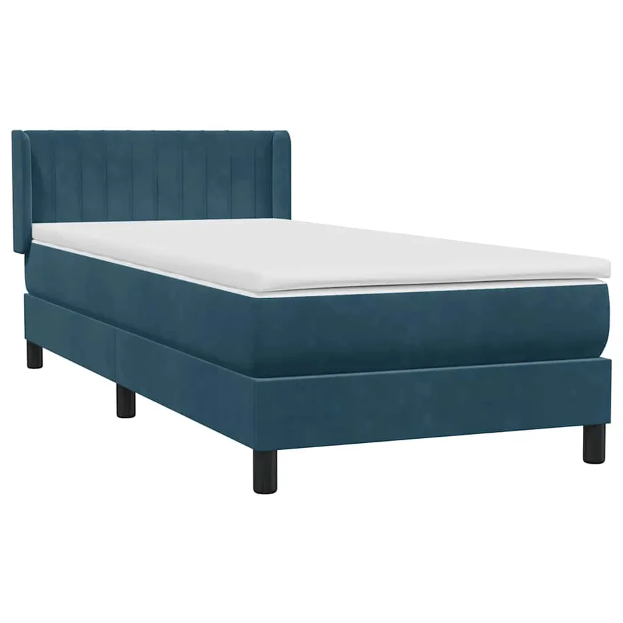 Sommier à lattes de lit et matelas bleu foncé 100x220cm velours - 4