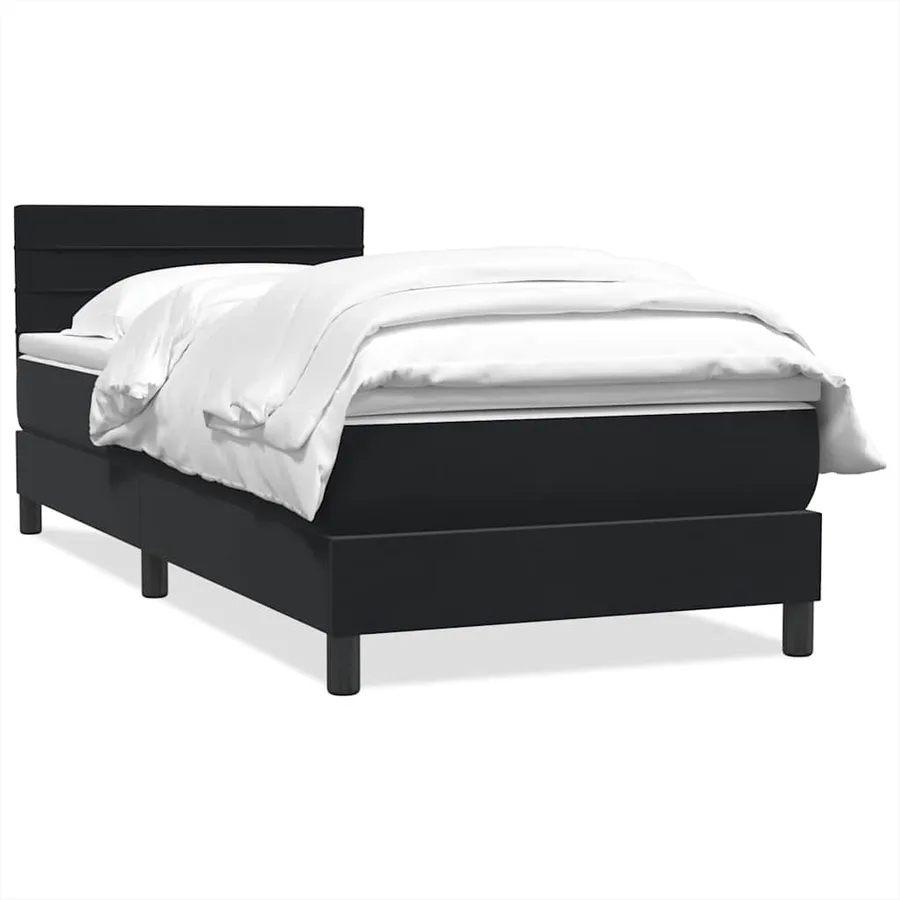 Sommier à lattes de lit avec matelas noir 100x220 cm velours - 2