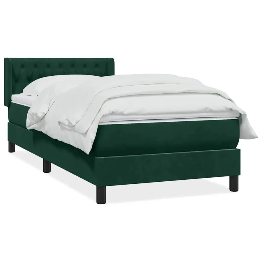 Sommier à lattes de lit et matelas vert foncé 100x220cm velours - 2