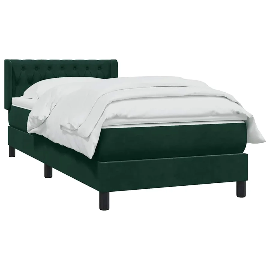 Sommier à lattes de lit et matelas vert foncé 100x220cm velours - 3
