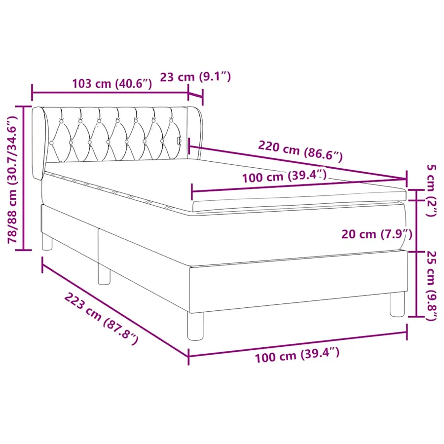 Sommier à lattes de lit et matelas bleu foncé 100x220cm velours - 12