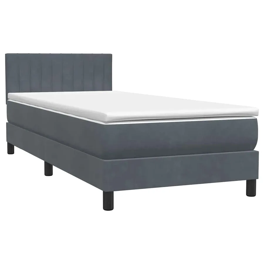 Sommier à lattes de lit et matelas et LED gris foncé 100x220cm velours - 5