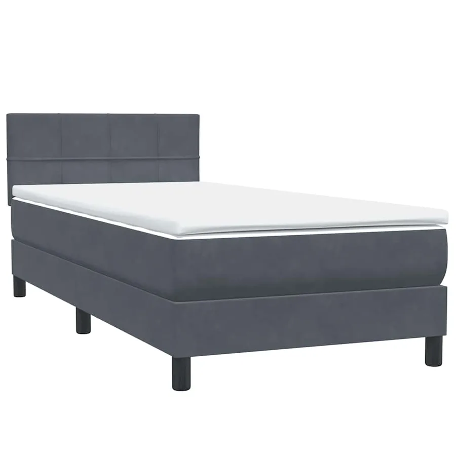 Sommier à lattes de lit et matelas gris foncé 100x220cm velours - 4
