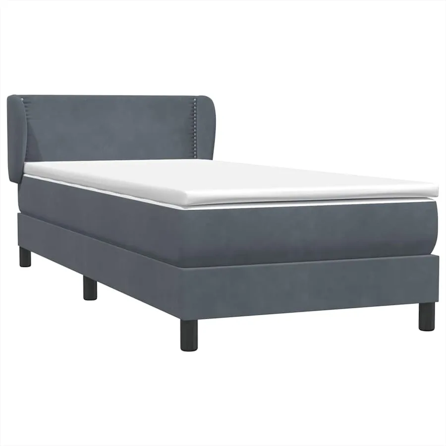 Sommier à lattes de lit et matelas gris foncé 100x220cm velours - 4