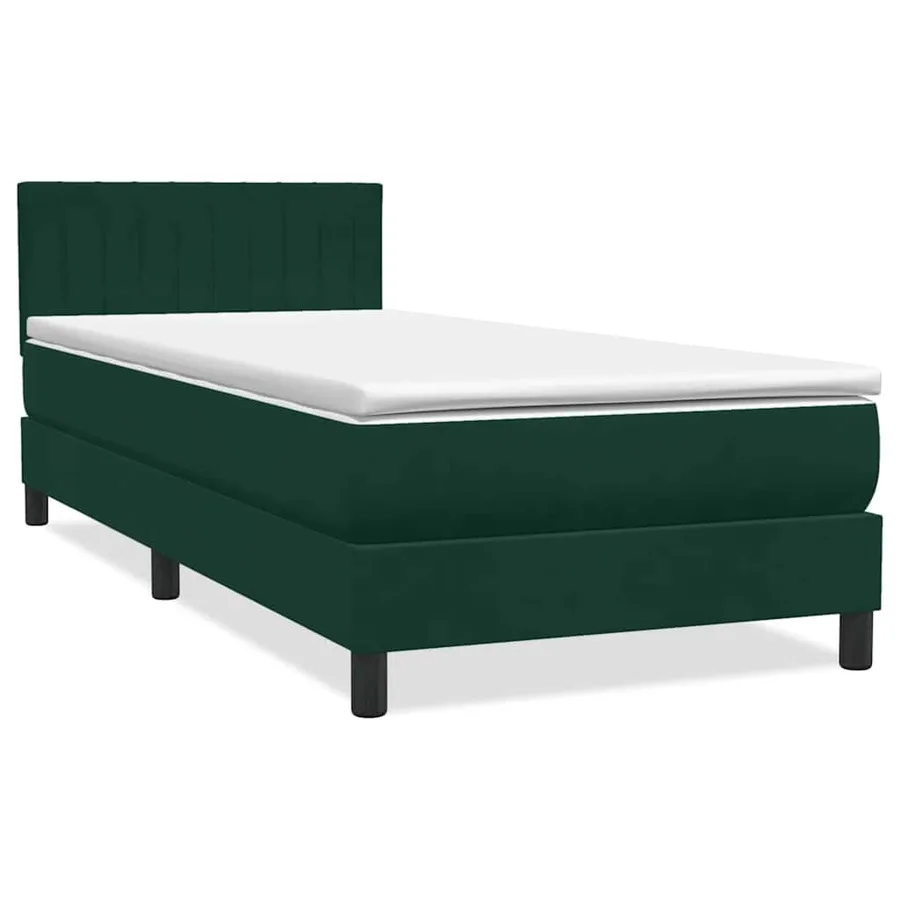 Sommier à lattes de lit et matelas et LED vert foncé 100x220cm velours - 3
