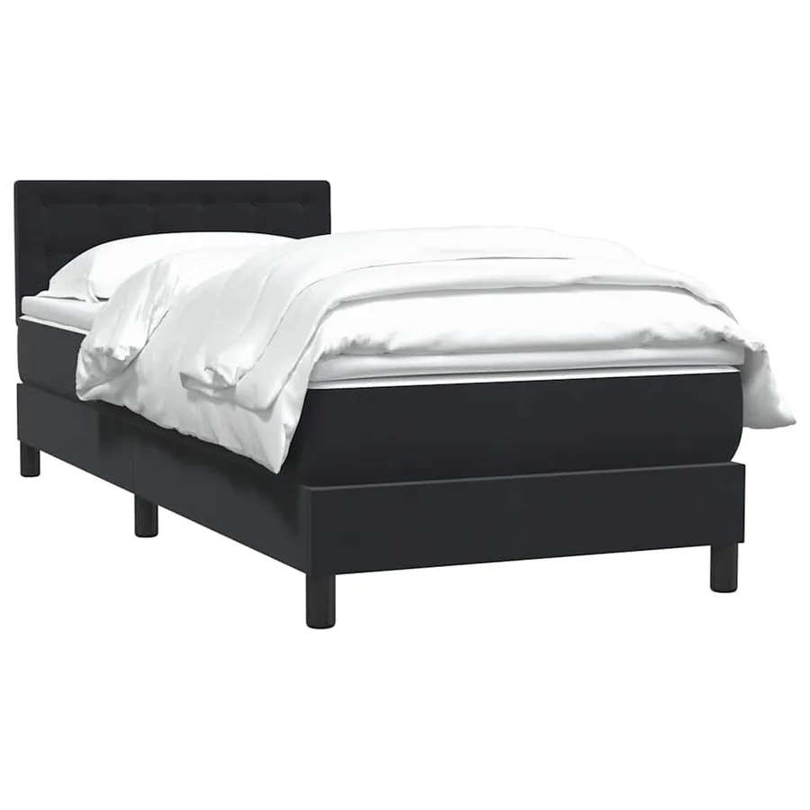 Sommier à lattes de lit avec matelas noir 100x220 cm velours - 3