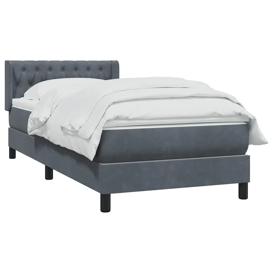 Sommier à lattes de lit et matelas gris foncé 100x220cm velours - 3