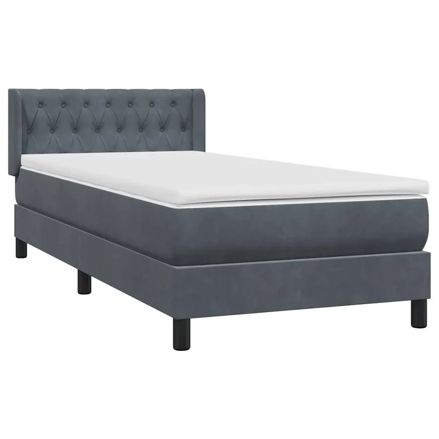 Sommier à lattes de lit et matelas gris foncé 100x220cm velours - 4