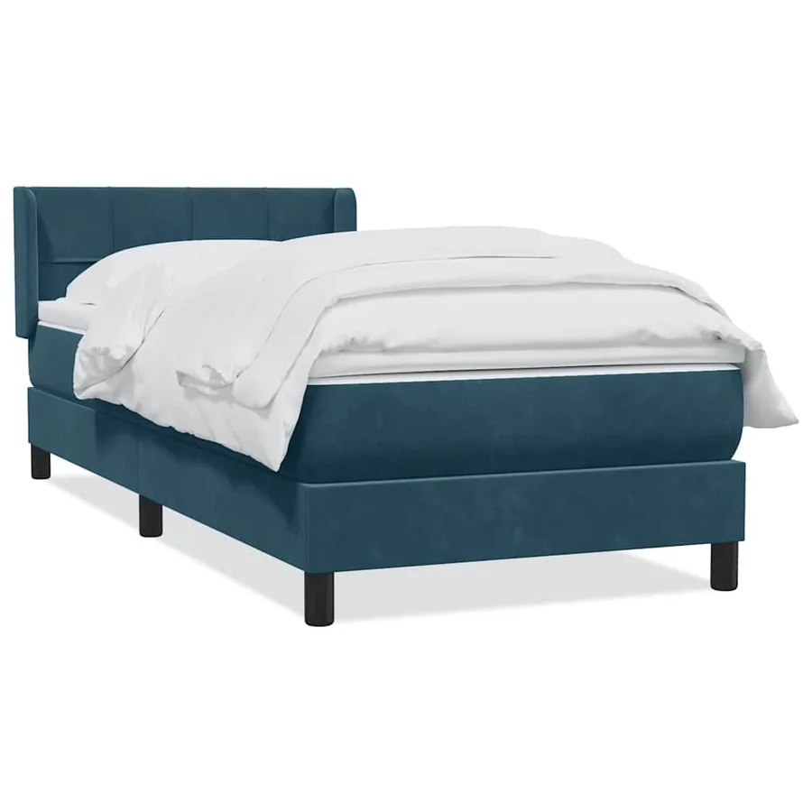 Sommier à lattes de lit et matelas bleu foncé 100x220cm velours - 2
