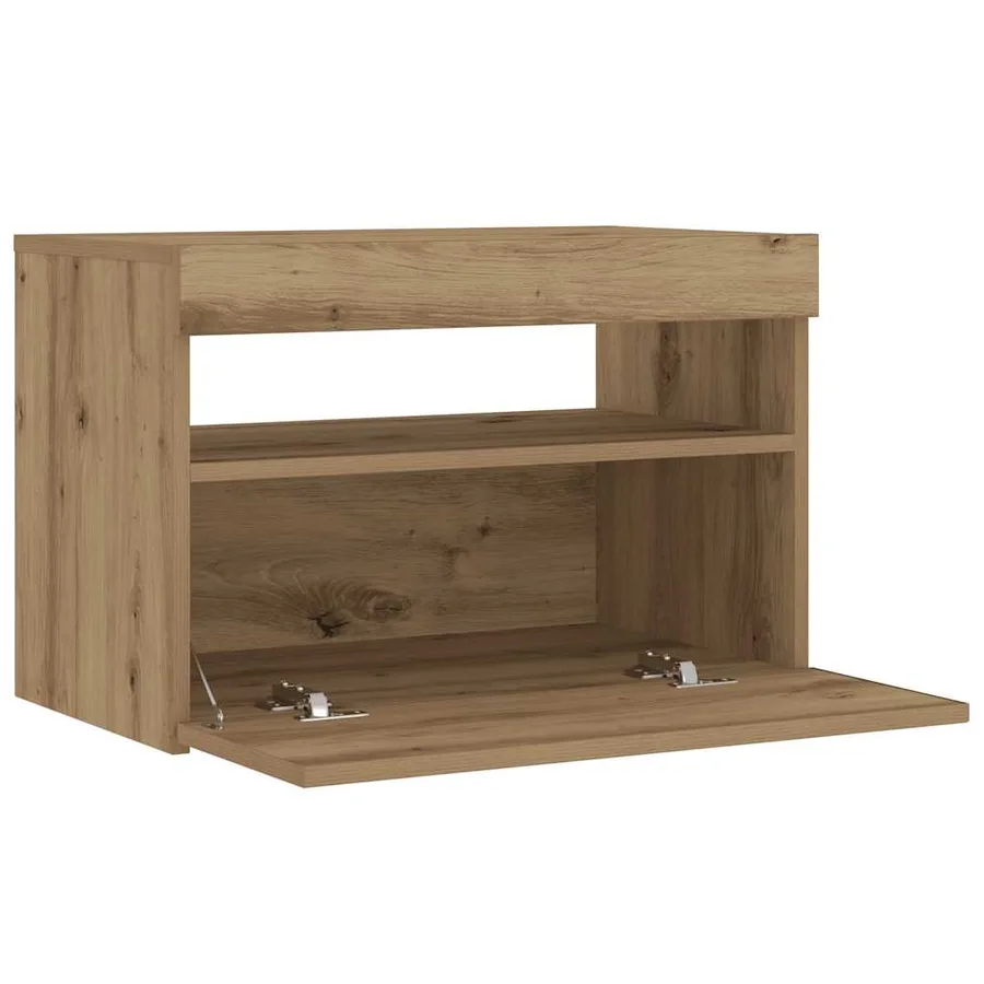 Table de chevet avec lumières LED chêne artisanal 60x35x40 cm - 10