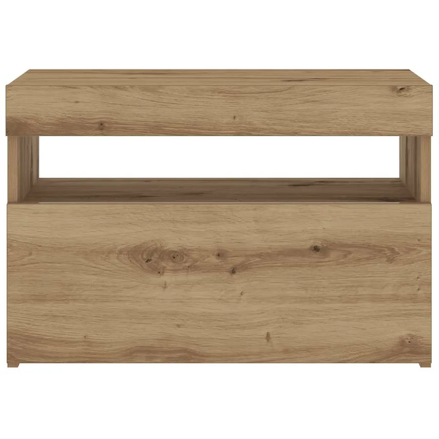 Table de chevet avec lumières LED chêne artisanal 60x35x40 cm - 7