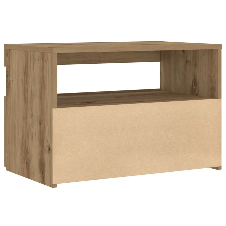 Table de chevet avec lumières LED chêne artisanal 60x35x40 cm - 9