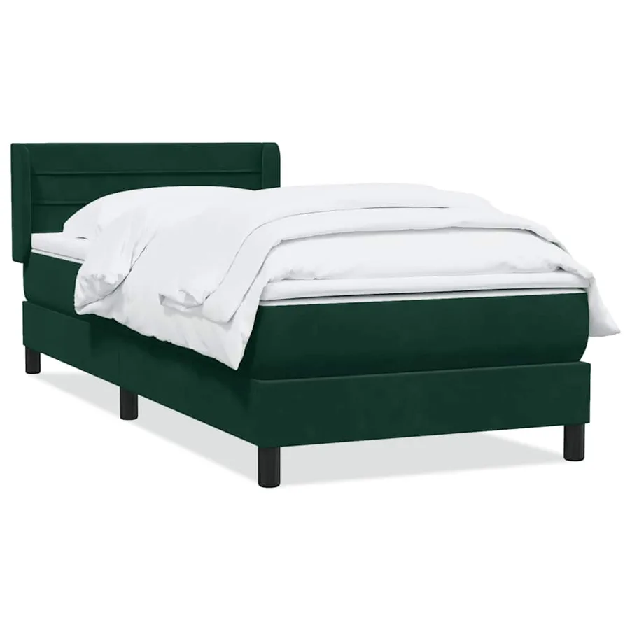 Sommier à lattes de lit et matelas vert foncé 100x220cm velours - 2