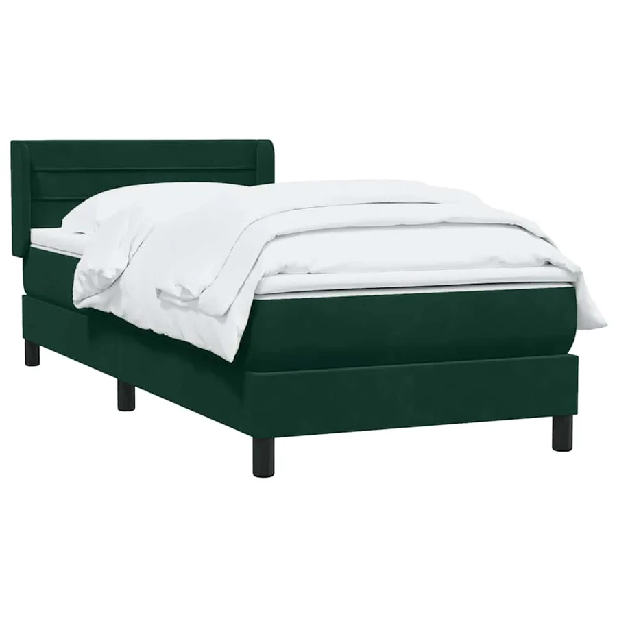 Sommier à lattes de lit et matelas vert foncé 100x220cm velours - 3