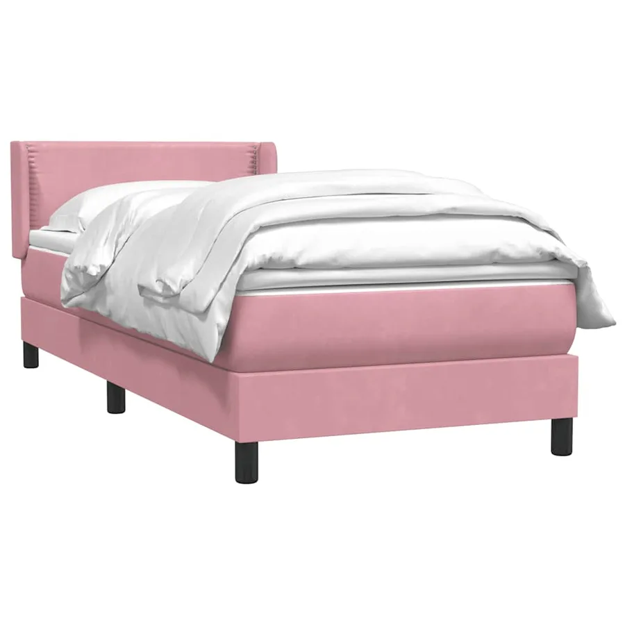 Sommier à lattes de lit avec matelas rose 100x220 cm velours - 3