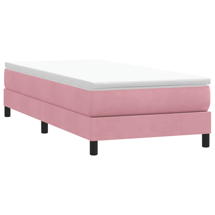 Sommier à lattes de lit avec matelas rose 100x220 cm velours - 5