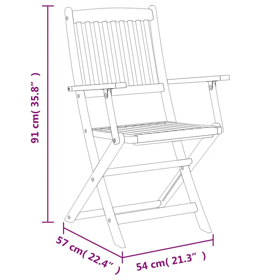 Ensemble à manger d'extérieur pliable 5pcs Bois d'acacia solide - 12