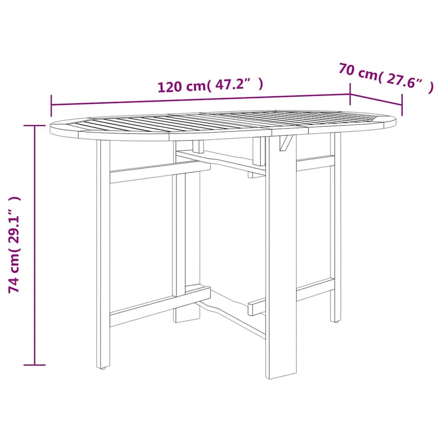 Ensemble à manger d'extérieur pliable 5pcs Bois d'acacia solide - 13