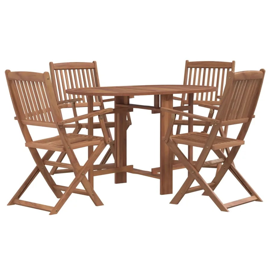 Ensemble à manger d'extérieur pliable 5pcs Bois d'acacia solide - 2