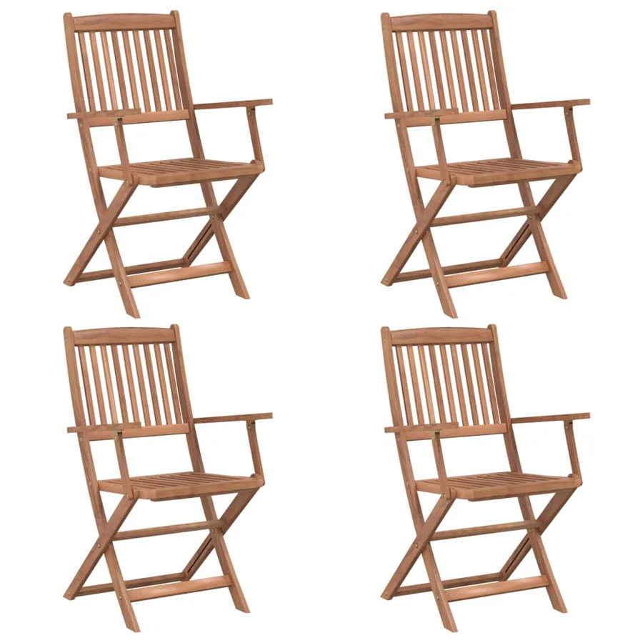 Ensemble à manger d'extérieur pliable 5pcs Bois d'acacia solide - 3