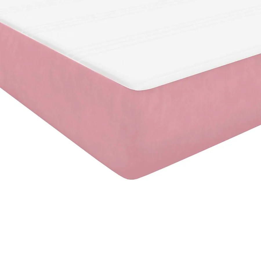Sommier à lattes de lit avec matelas rose 100x220 cm velours - 9