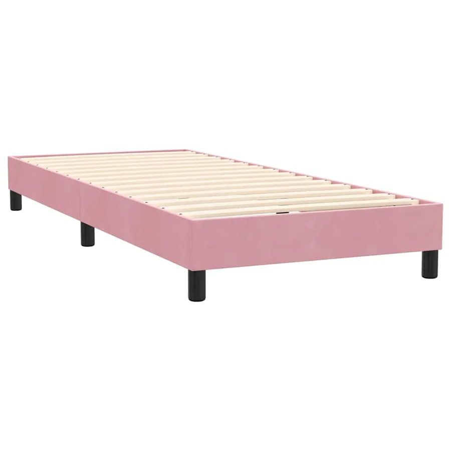 Sommier à lattes de lit avec matelas rose 100x220 cm velours - 5