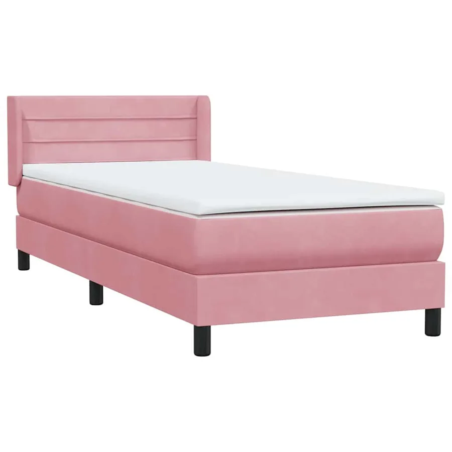 Sommier à lattes de lit avec matelas rose 100x220 cm velours - 4