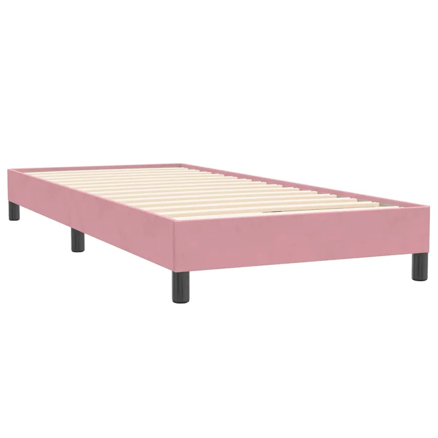 Sommier à lattes de lit avec matelas rose 100x220 cm velours - 5