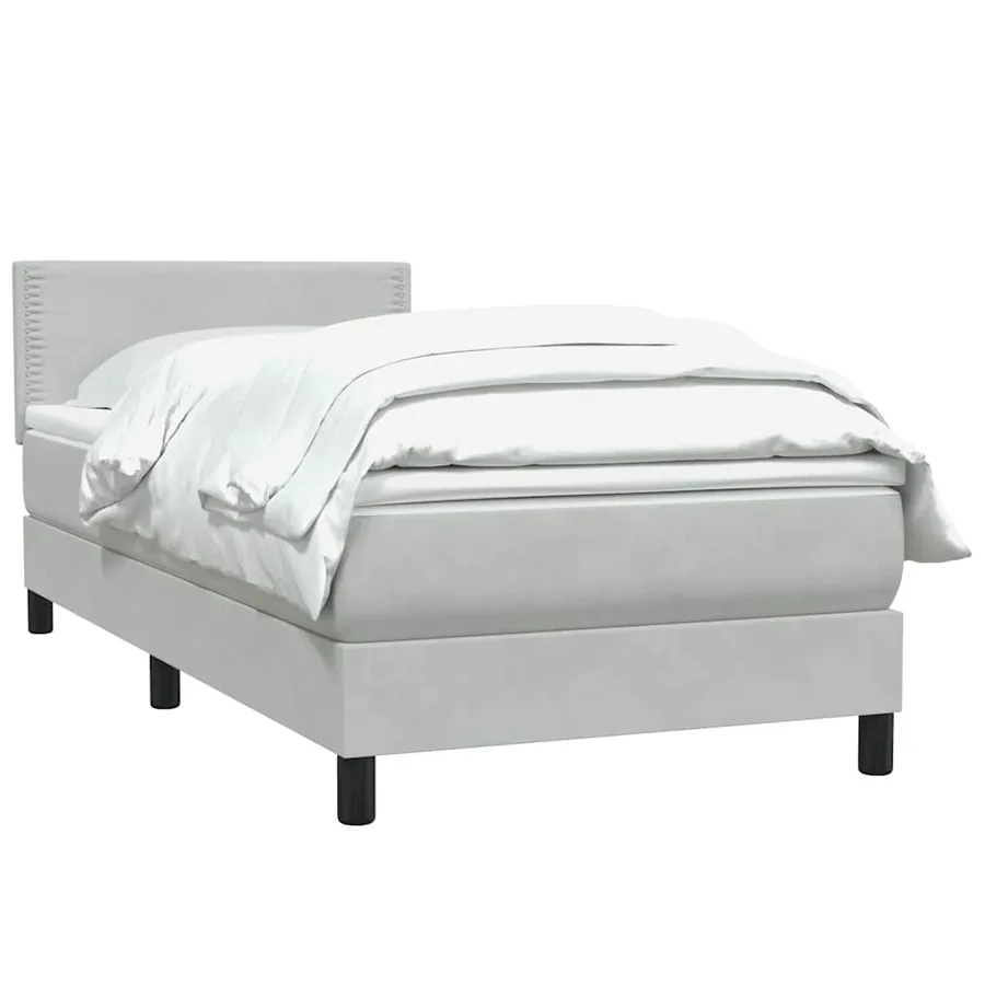 Sommier à lattes de lit et matelas gris clair 100x220cm velours - 3