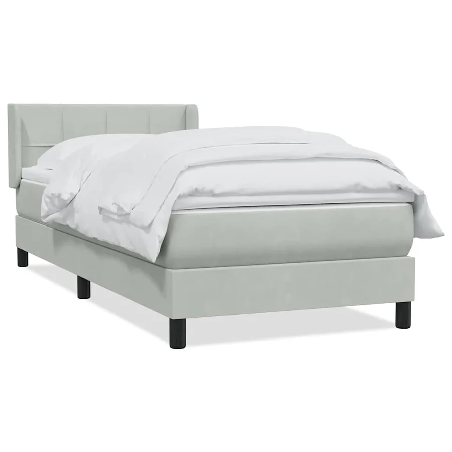 Sommier à lattes de lit et matelas gris clair 100x220cm velours - 2