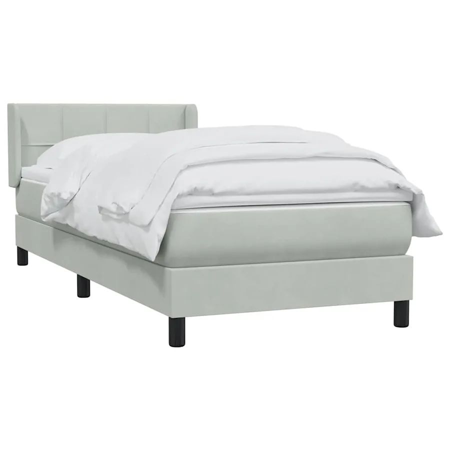 Sommier à lattes de lit et matelas gris clair 100x220cm velours - 3