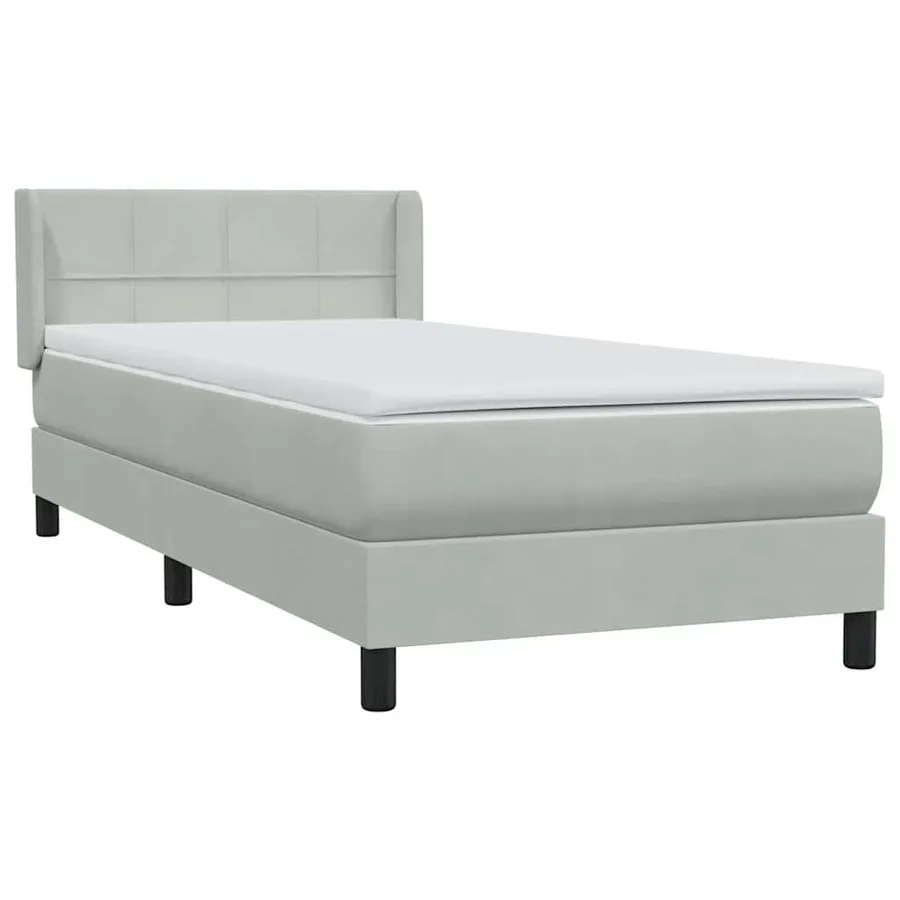 Sommier à lattes de lit et matelas gris clair 100x220cm velours - 4