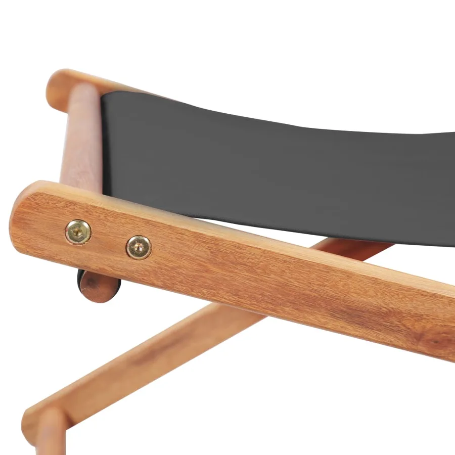 Chaise pliable de plage Tissu et cadre en bois Gris - 8