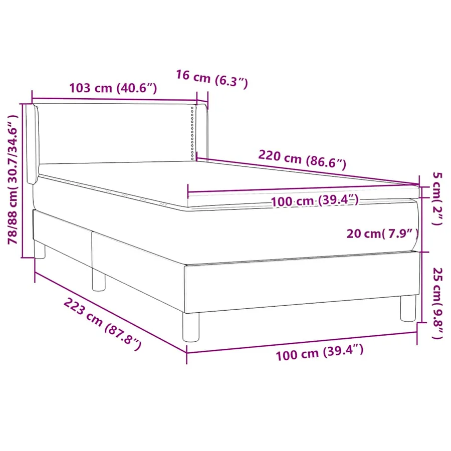 Sommier à lattes de lit et matelas gris clair 100x220cm velours - 12