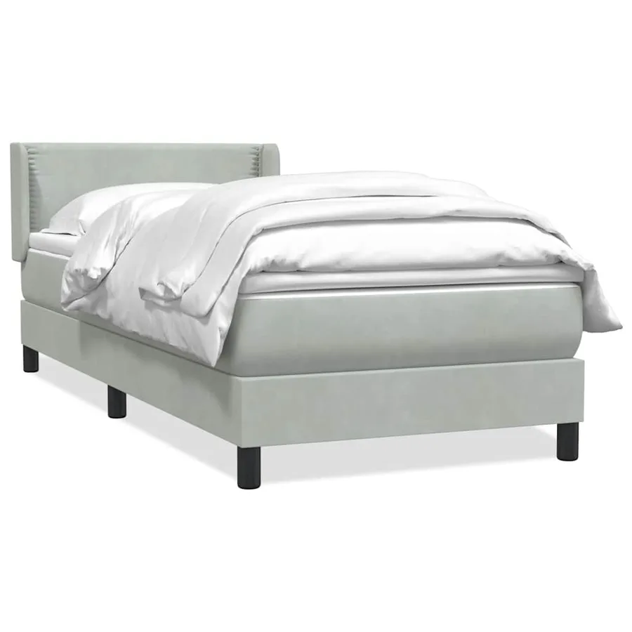 Sommier à lattes de lit et matelas gris clair 100x220cm velours - 2
