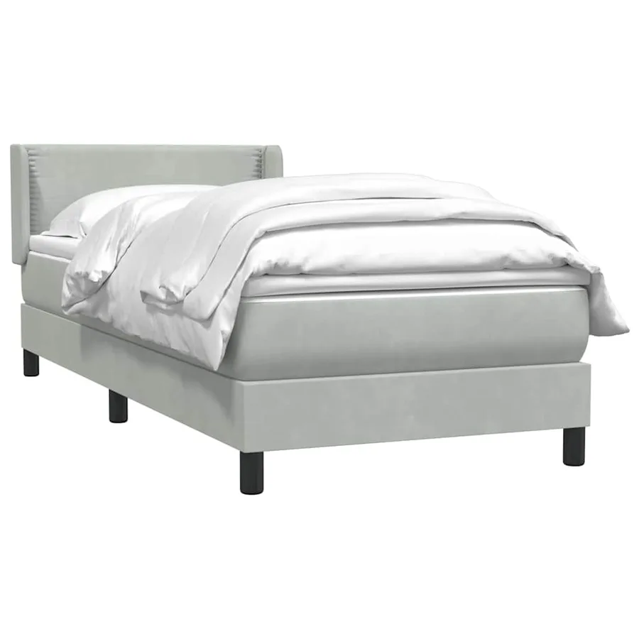 Sommier à lattes de lit et matelas gris clair 100x220cm velours - 3