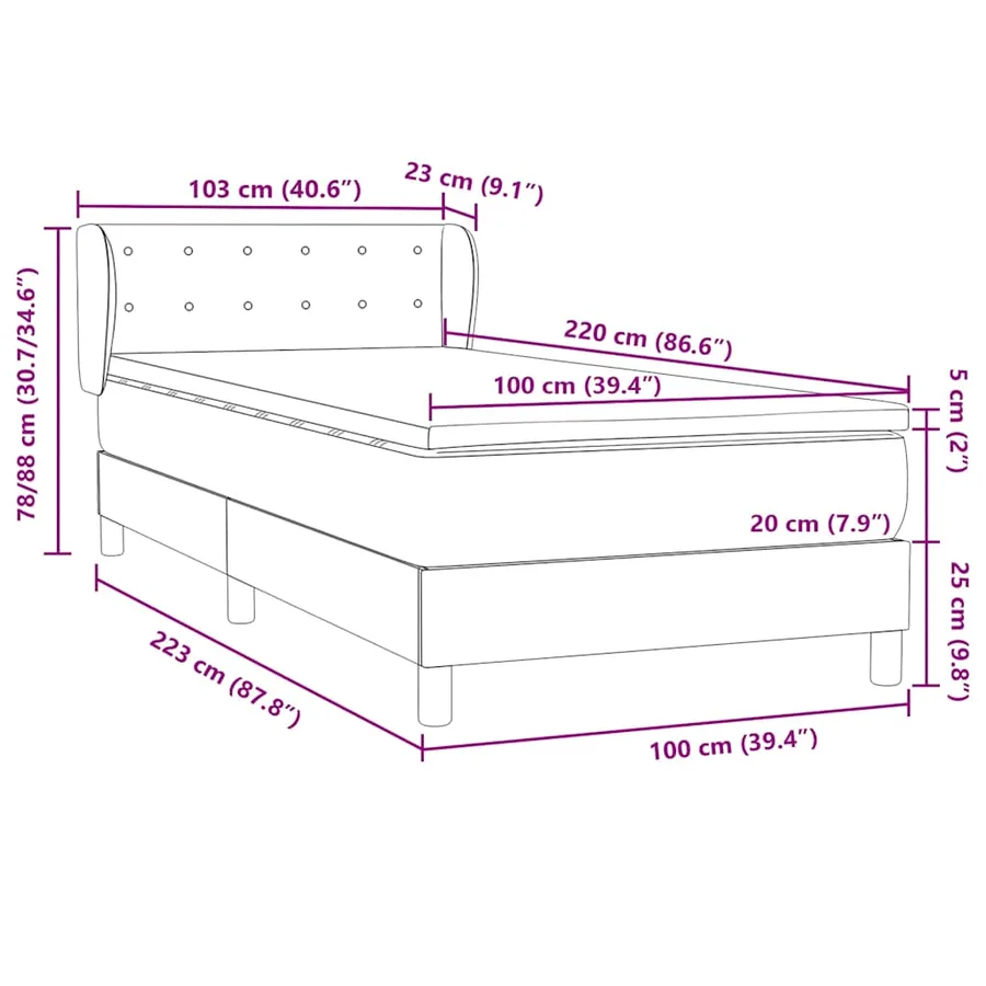 Sommier à lattes de lit et matelas gris clair 100x220cm velours - 12