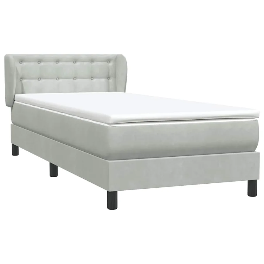 Sommier à lattes de lit et matelas gris clair 100x220cm velours - 4