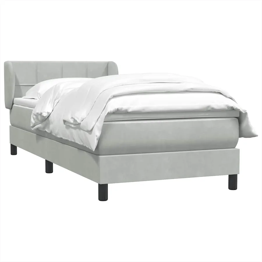 Sommier à lattes de lit et matelas gris clair 100x220cm velours - 3