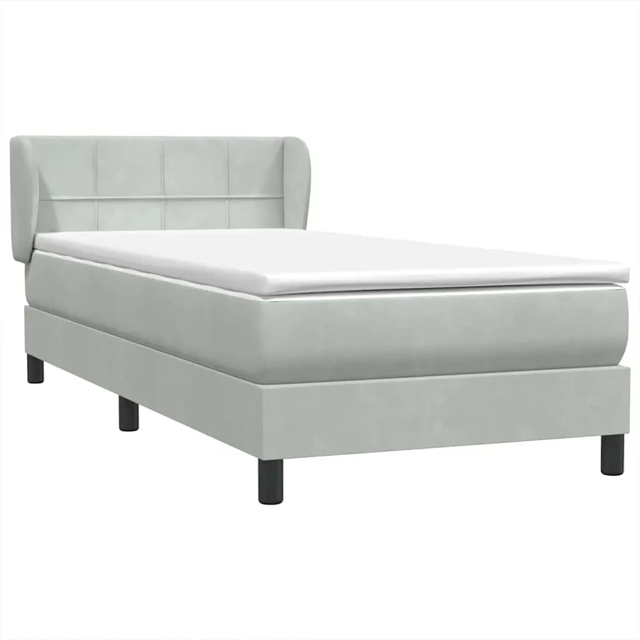 Sommier à lattes de lit et matelas gris clair 100x220cm velours - 4