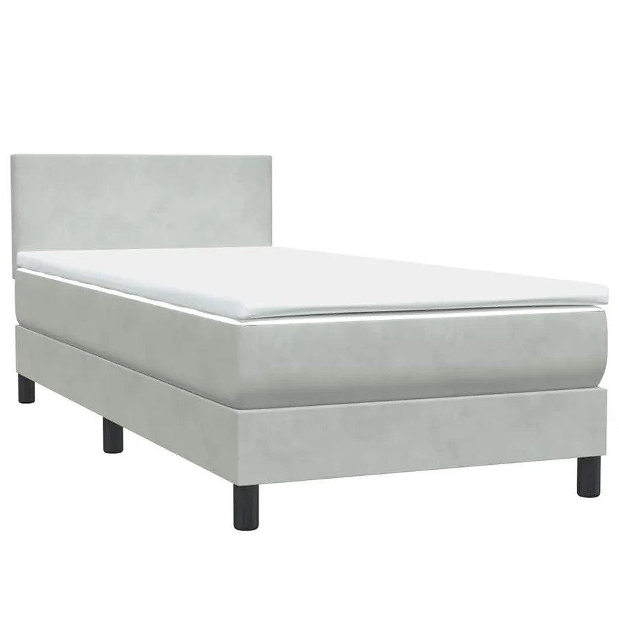 Sommier à lattes de lit et matelas gris clair 100x220cm velours - 4