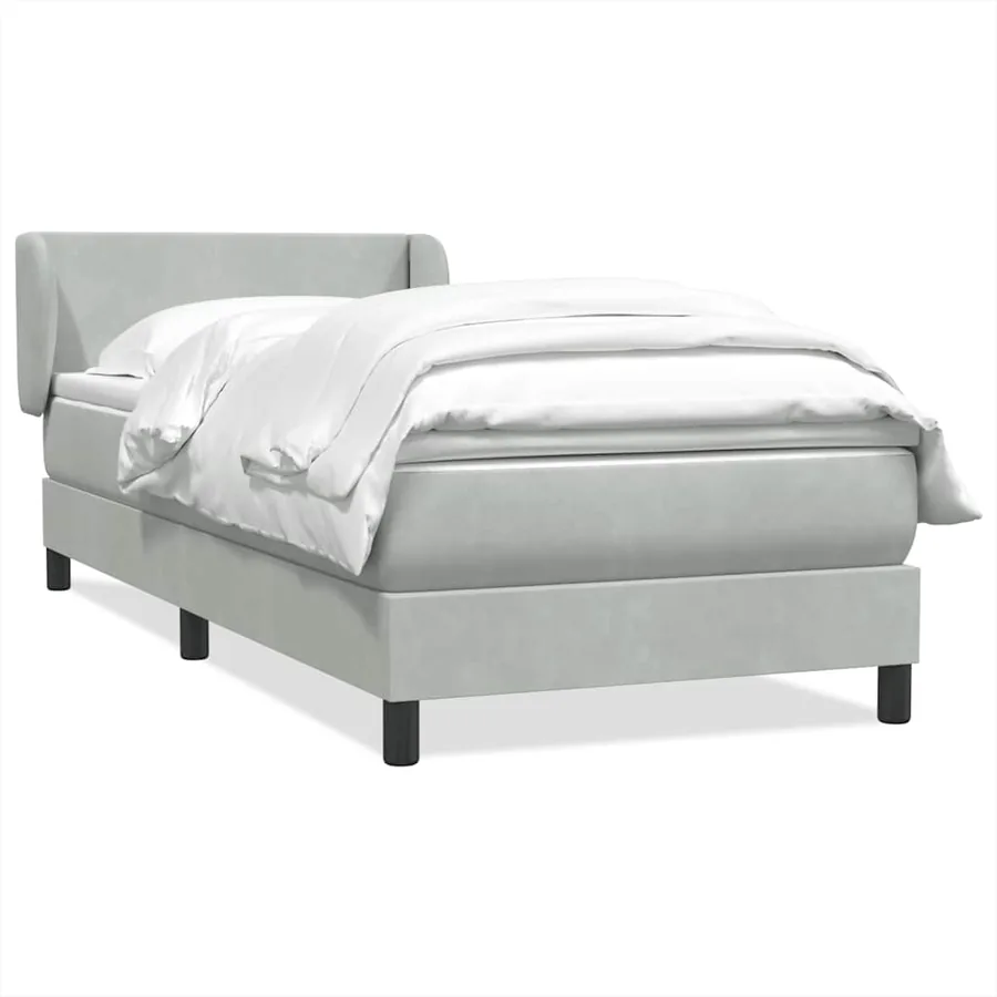 Sommier à lattes de lit et matelas gris clair 100x220cm velours