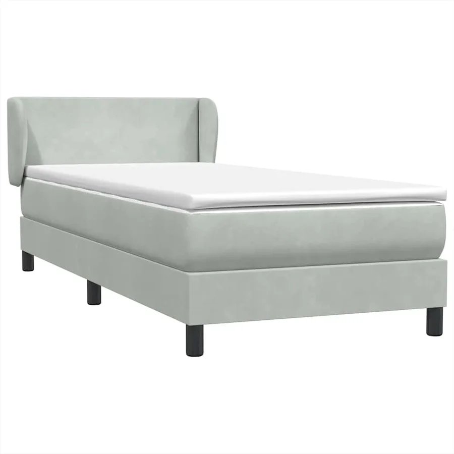 Sommier à lattes de lit et matelas gris clair 100x220cm velours - 2
