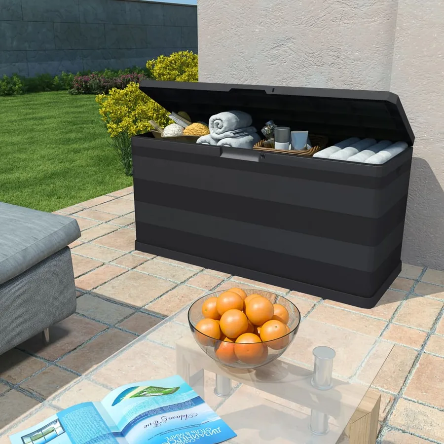 Garden storage box black 117x45x56 cm - 2